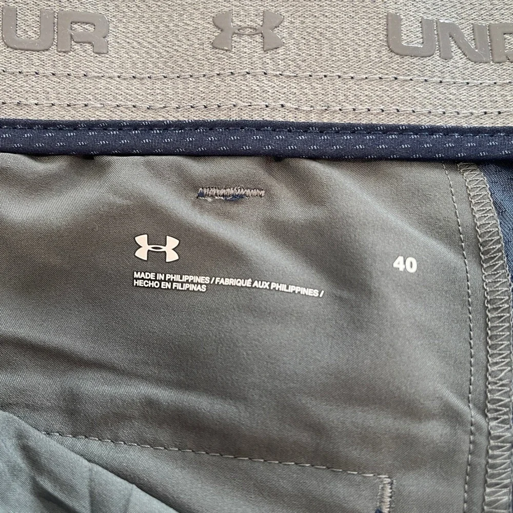 Under‎ Armour Mens Golf Shorts Size 40 Blue Textured Athletic Fit Flat Front